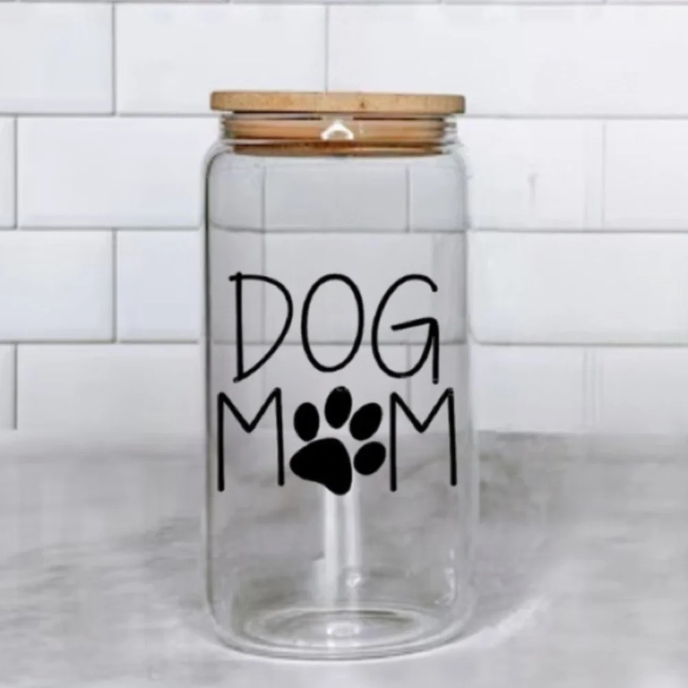 Dog Mom Glass Cup